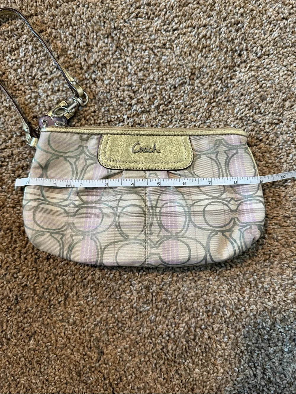 COACH Tartan CC Logo Silver/ Multi-Color Large Wristlet #F47145